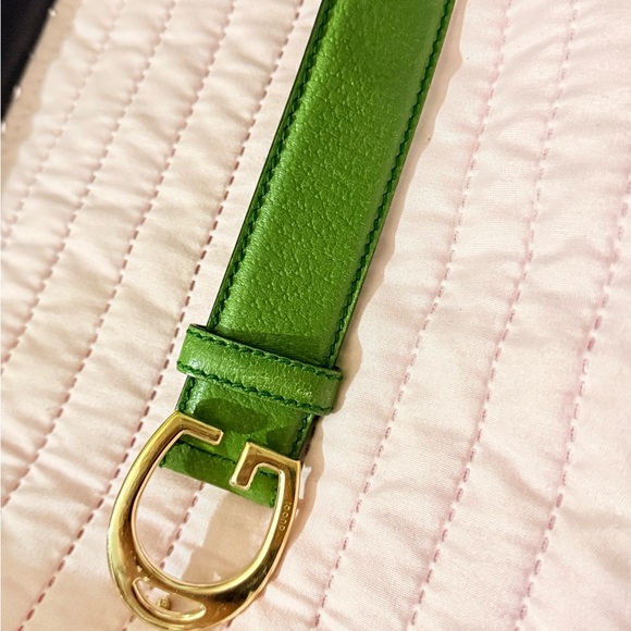 Authentic ✨Authentic Gucci 💚Green Belt with Gold G Buckle - Picture 6 of 7
